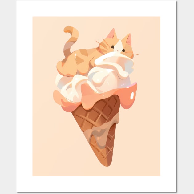 Ice cream kitty cat salted caramel Wall Art by Sara-Design2